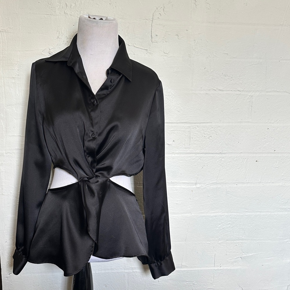 Elegant Black Satin Blouse
